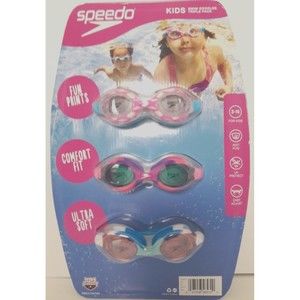 Speedo Kids Swim Goggles Triple Goggle Pack Ages (3-10)Fun Prints Ultra Soft NEW